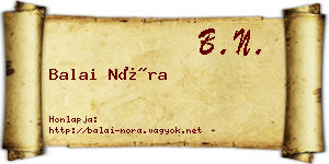 Balai Nóra névjegykártya